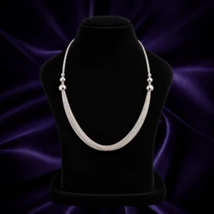 Silver multi-strand chain with bead detailing