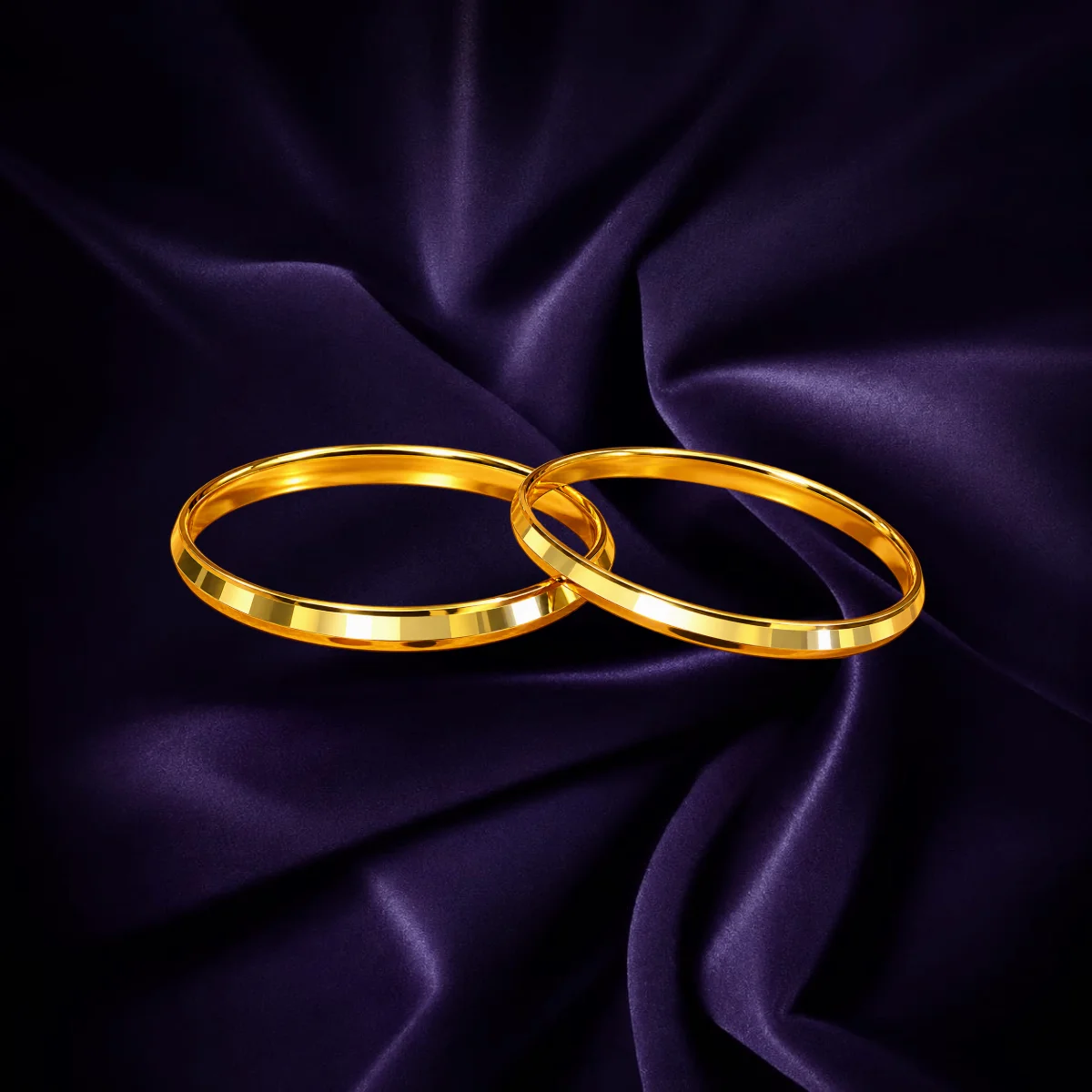 Flat polished gold coated 92.5 silver kadas for men
