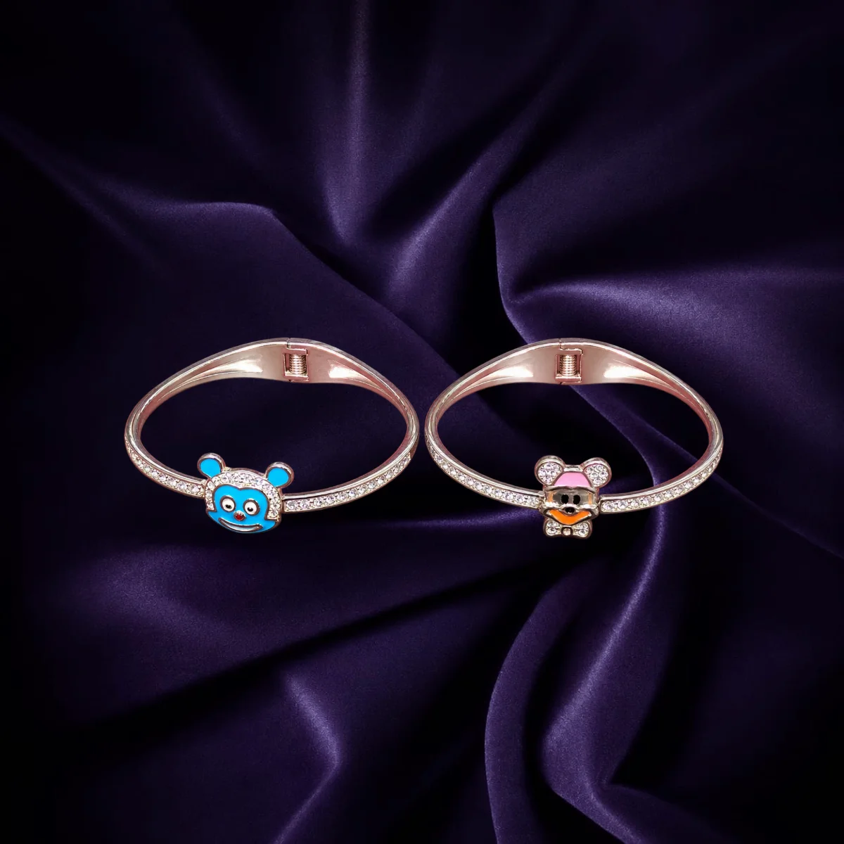 Mickey and Minnie cartoon 92.5 sterling silver kadas for kids