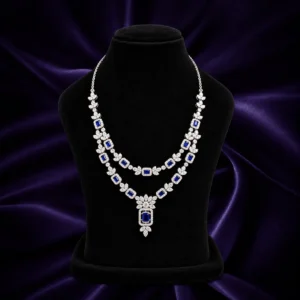 Silver blue stone double-layer necklace