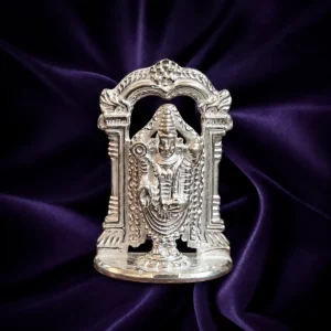 Silver Lord Venkateswara idol with ornamental arch