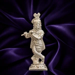 Silver Murlidhar Krishna idol playing flute