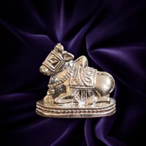 Silver Nandi bull idol Lord Shiva vahana in seated posture