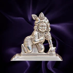 Bal Krishna silver idol in crawling pose