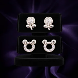 Bow and floral 92.5 sterling silver stud earrings