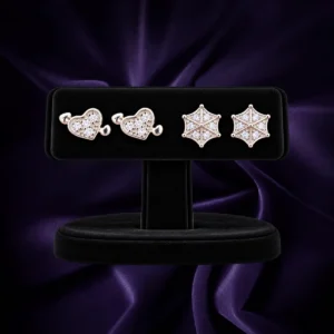 Heart and star 92.5 sterling silver stud earrings
