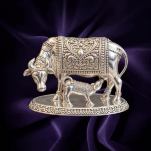 Kamadhenu cow and calf silver idol