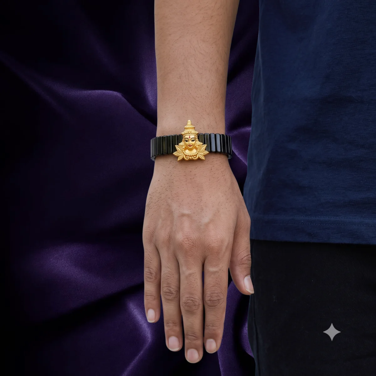 Lord Shiva motif 92.5 silver wrist band for men